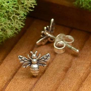 • SMALL BEES • silver stud earrings