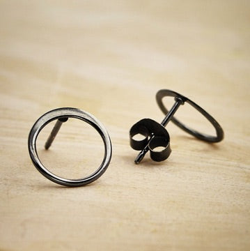 • SMALL ECLIPSE • oxidized sterling silver stud earrings