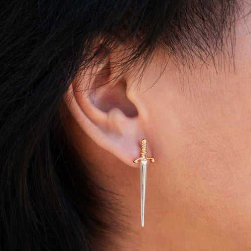 •MOON DAGGERS• mixed metal dangle earrings