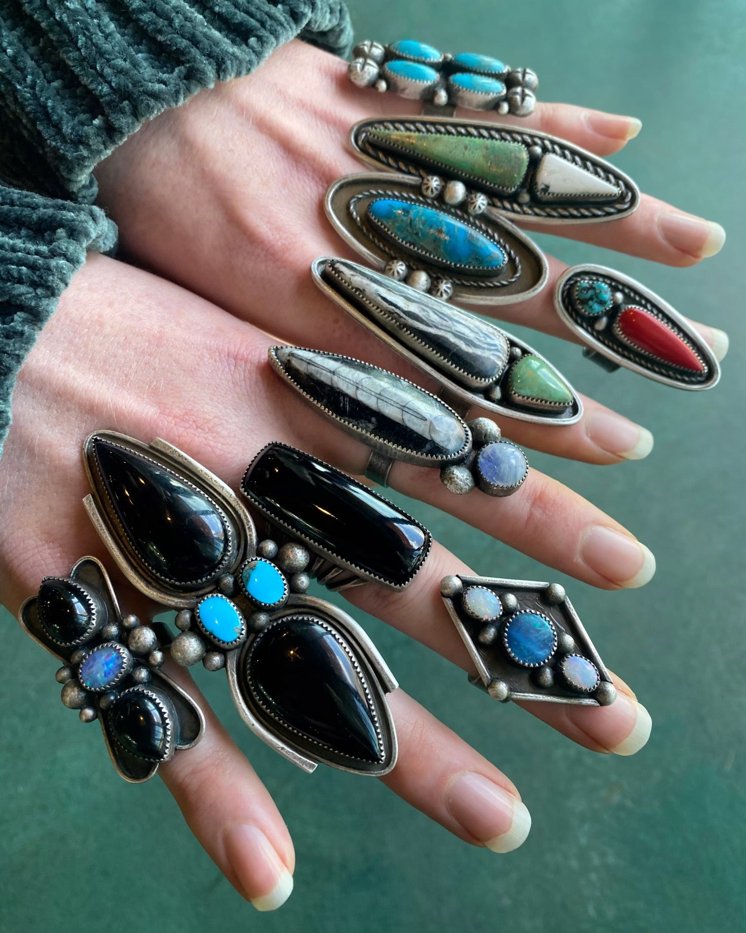 • ARTHROPOD • orthoceras, rainbow moonstone + silver ring