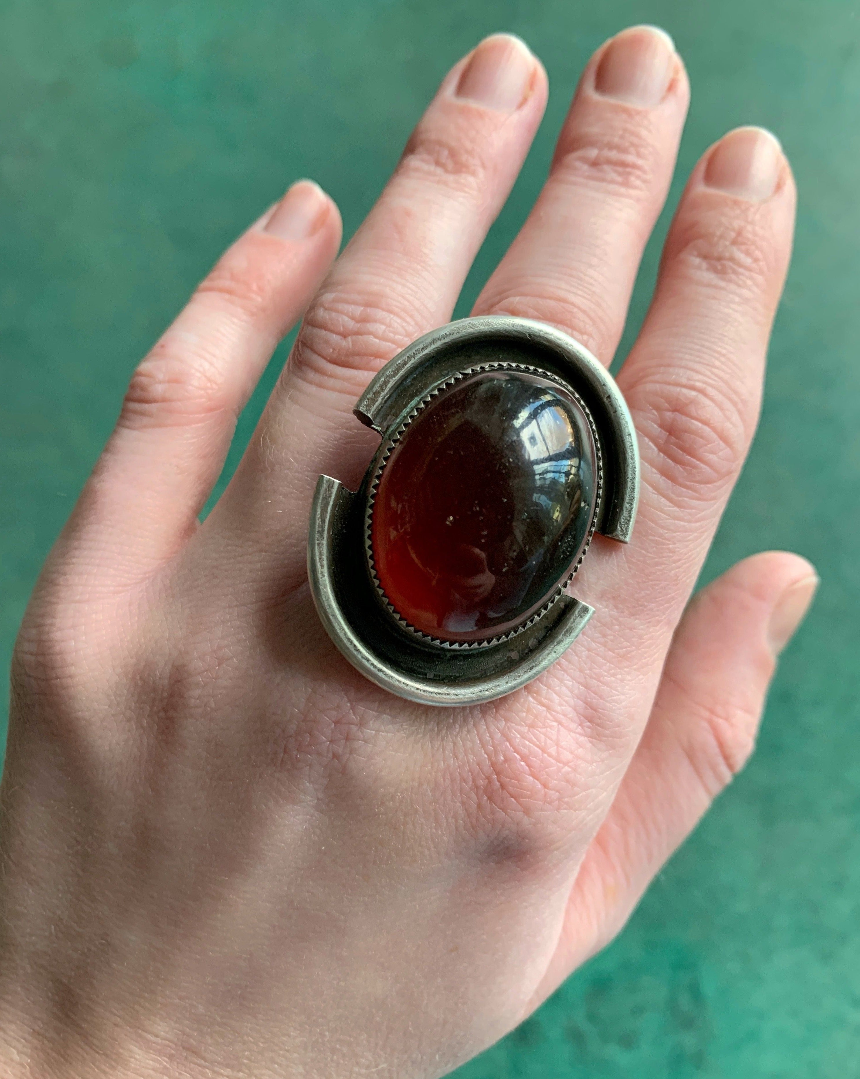 • SPARTAN • amber + silver ring