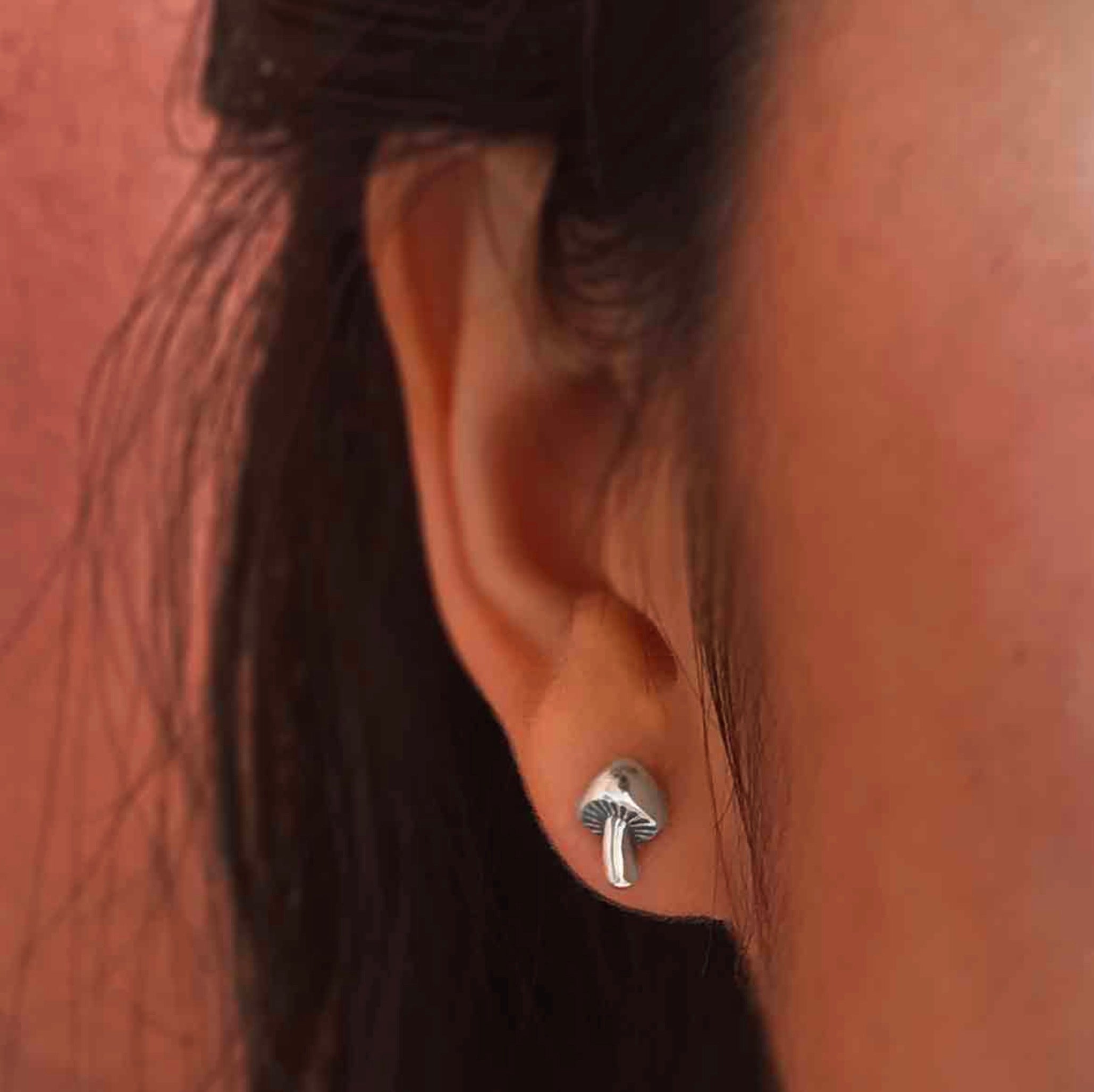 • LITTLE MUSHROOM • bronze stud earrings