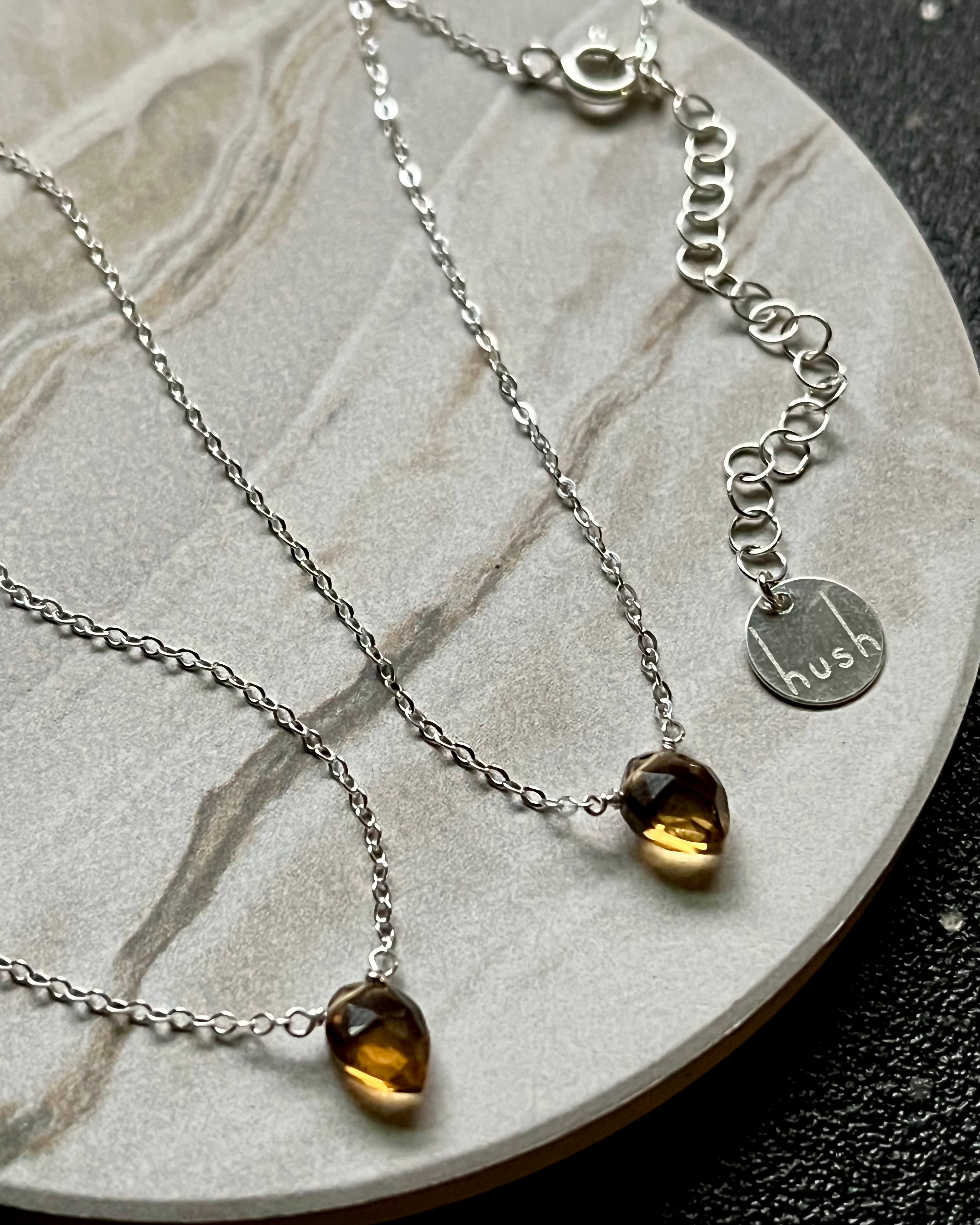 • STRAY • honey quartz + silver necklace