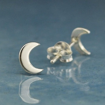 • CRESCENT MOON • silver stud earrings