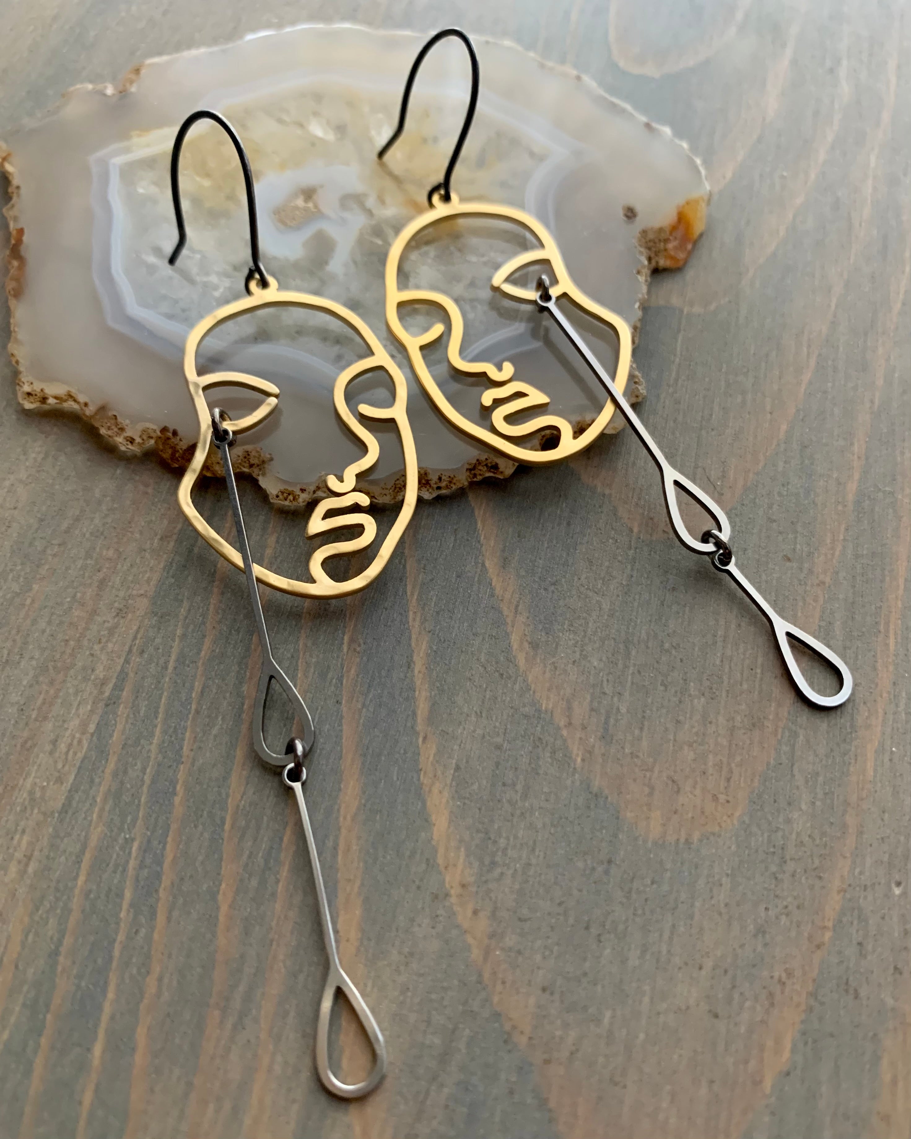 • CRY IF I WANT TO •  mixed metal dangle earrings