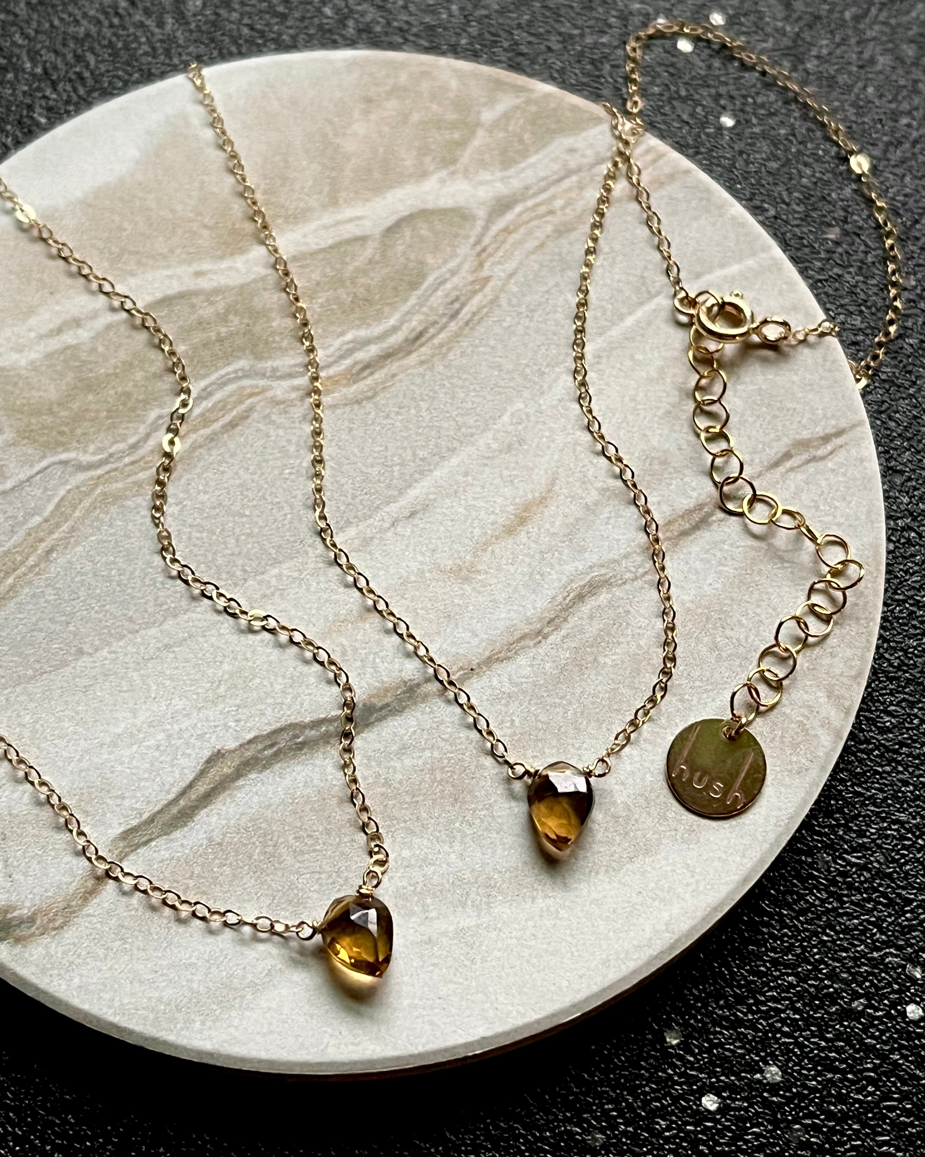 • STRAY • honey quartz + gold necklace