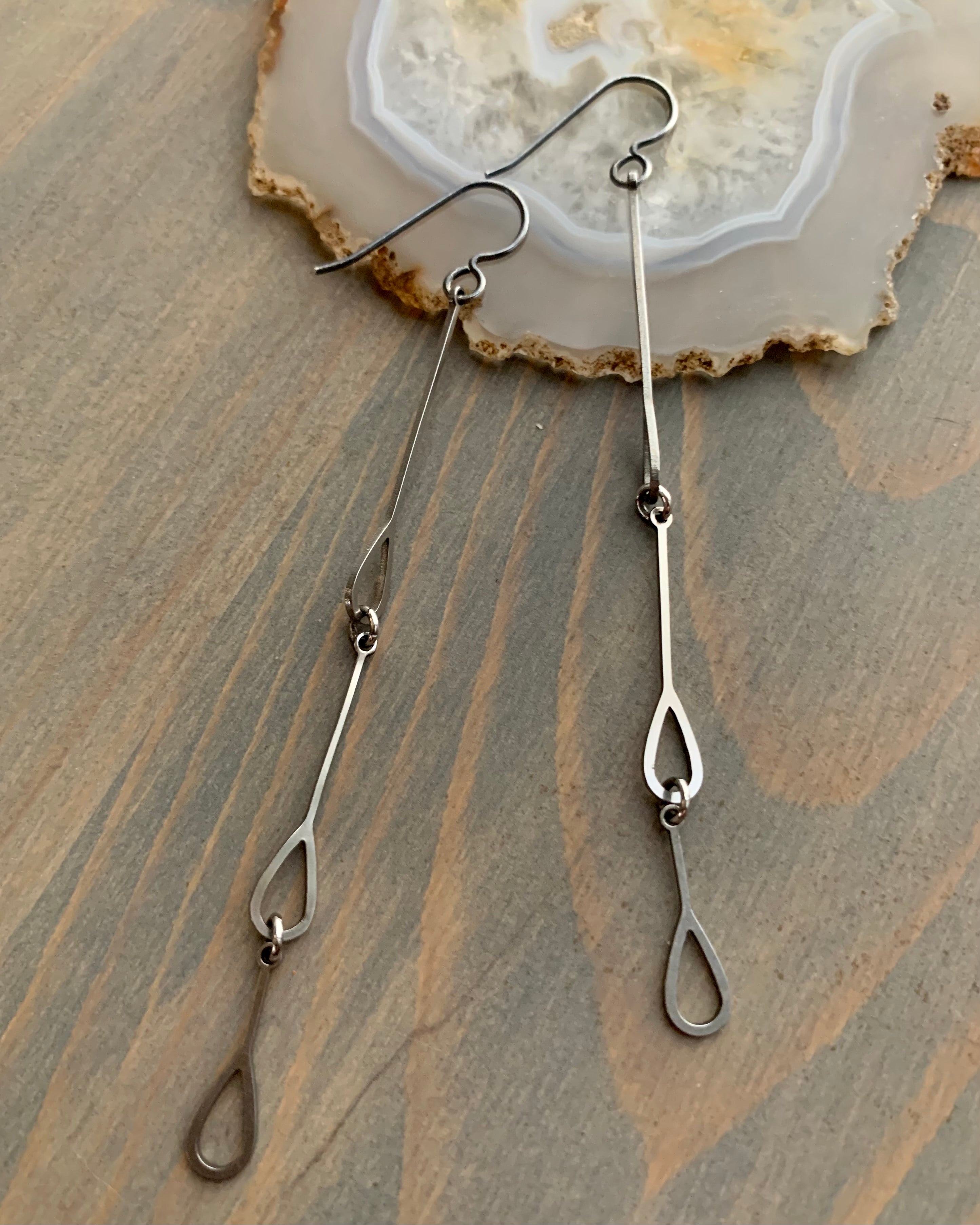 • CRY ME A RIVER •  silver dangle earrings