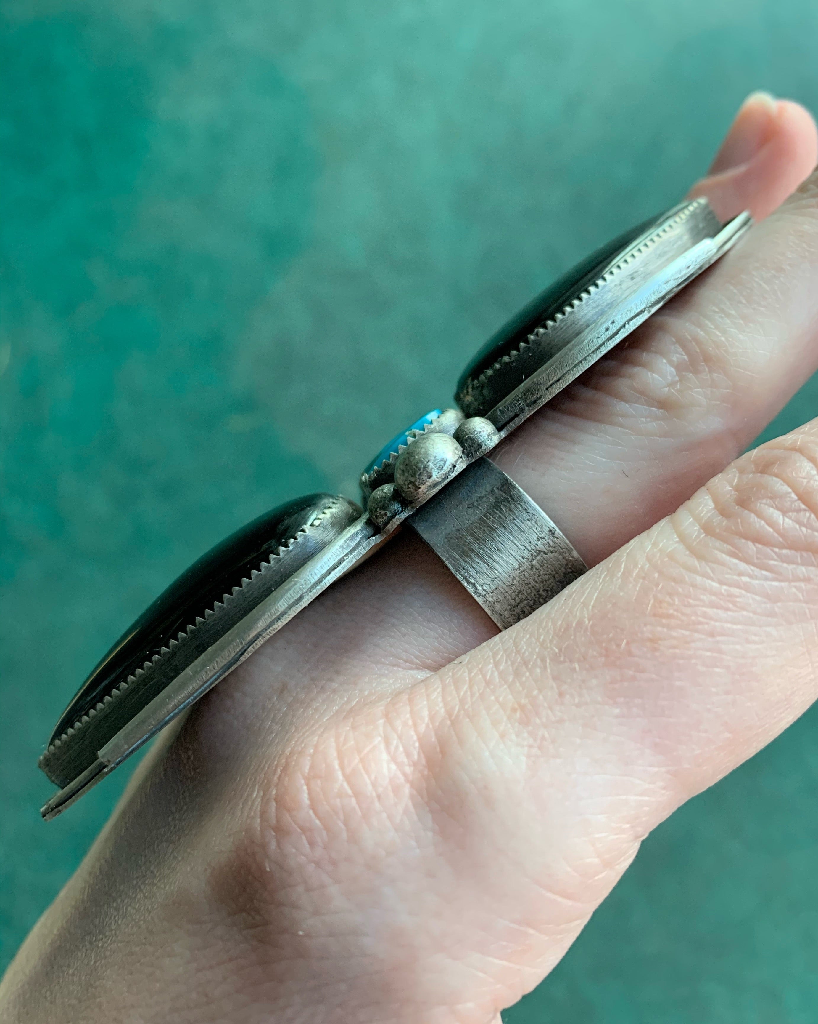 • BLACK WIDOW • onyx, turquoise + silver ring