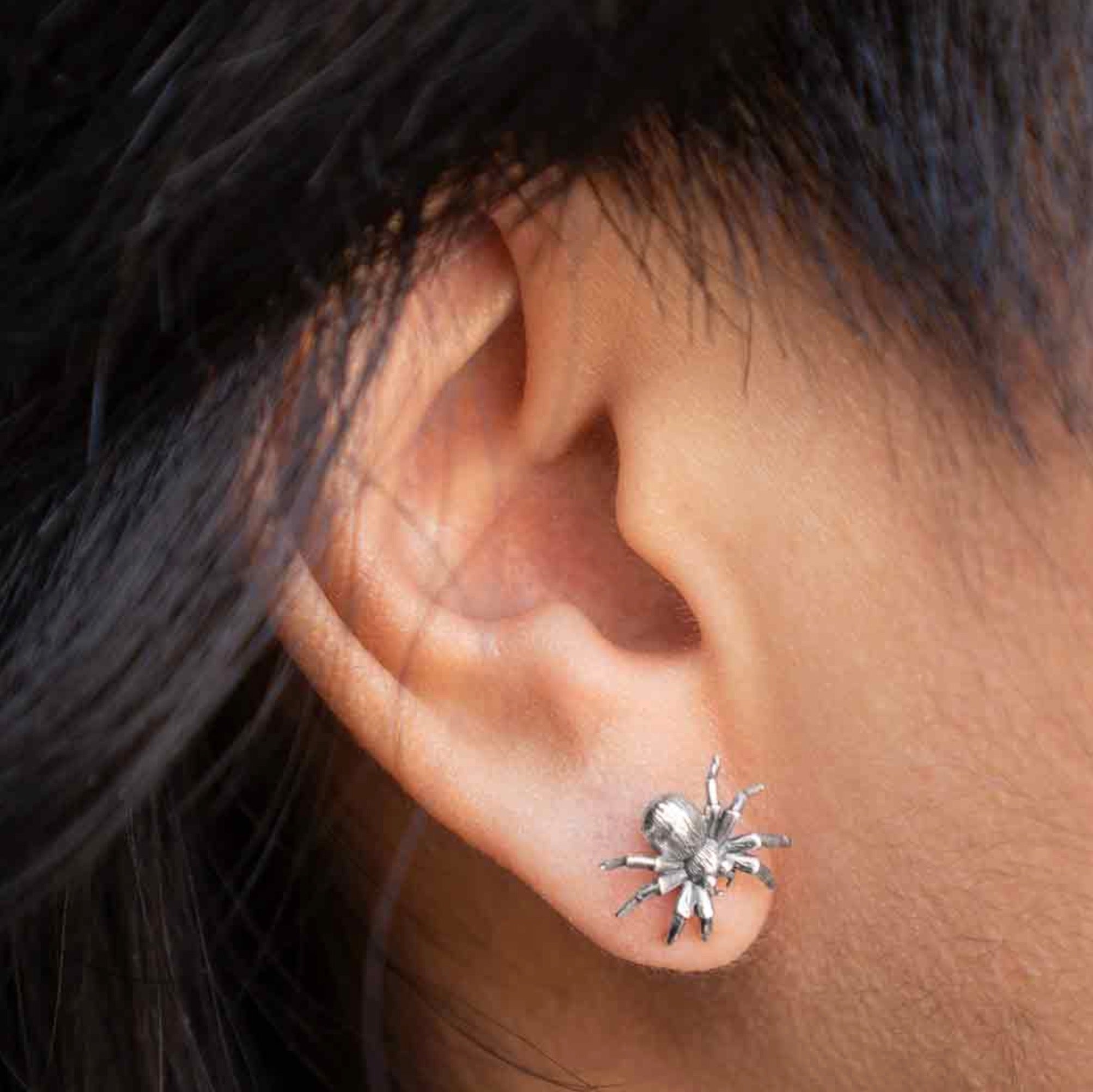 • SPIDER • silver stud earrings