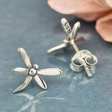 •SMALL DRAGONFLY• silver stud earrings