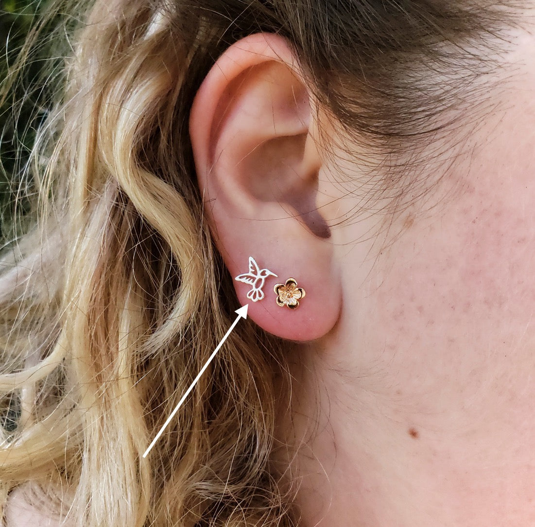 •HUMMINGBIRD• recycled silver stud earrings