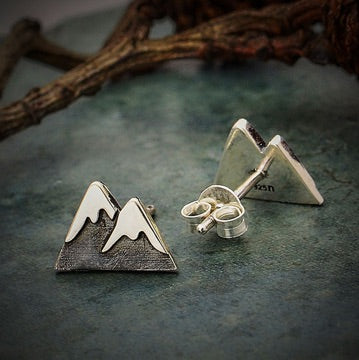 • SNOW CAPPED MOUNTAIN • silver stud earrings