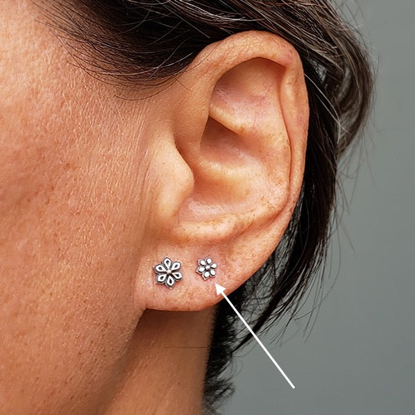 • TINY MANDALA • silver stud earrings