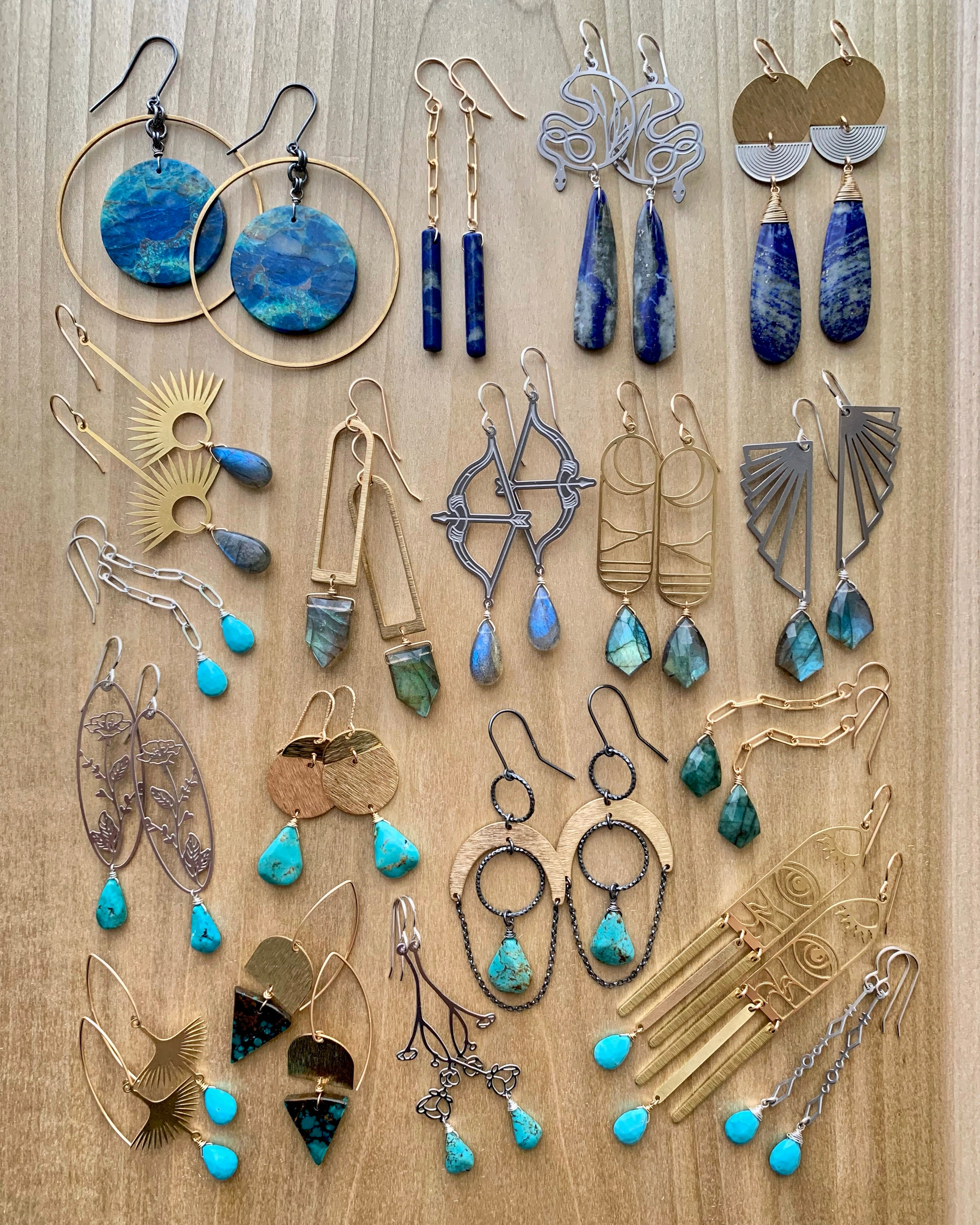 • LINKED • turquoise + silver dangle earrings