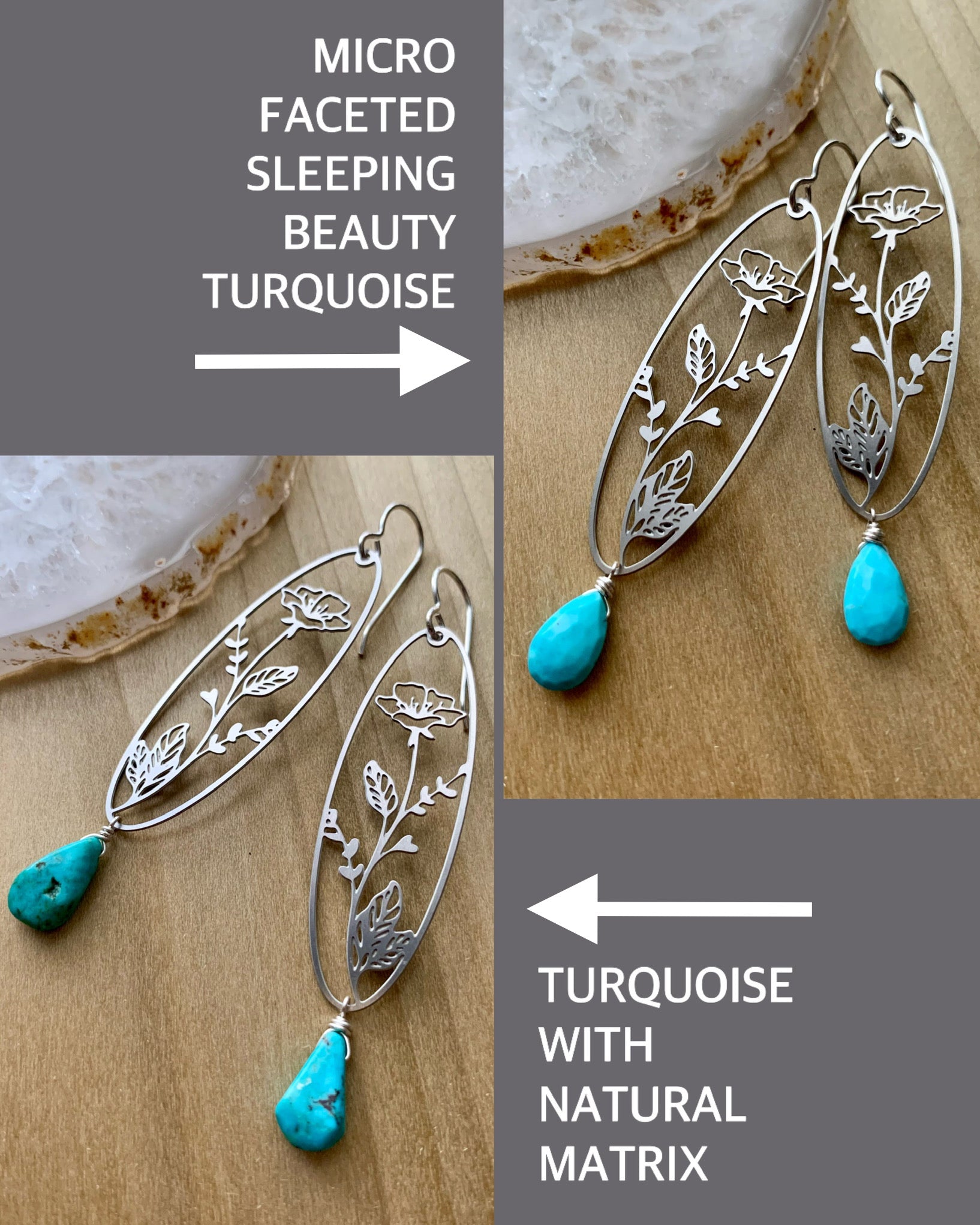 • ANEMONE • turquoise + silver mixed metal dangle earrings
